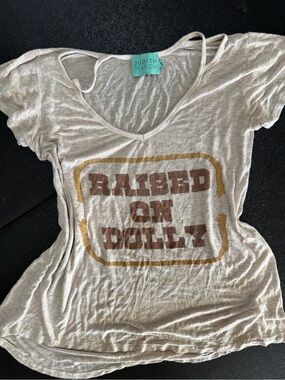Judith March Cream Short-Sleeve Tee with Brown and Gold Graphic